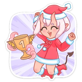 🥇 4d32bb0b дьявол, рождество, милый, демон, девушка, трофей, победитель, мультфильм whatsapp sticker