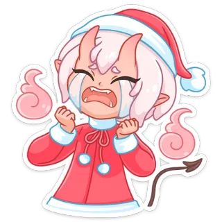 😭 7ce3cba0 стикер, аниме, плачущий, дьявол, дед мороз, рождество, кавай whatsapp sticker