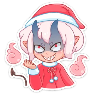 😈 ab2357fd дьявол, рождество, демон, милый, мультфильм, наклейка whatsapp sticker