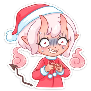 😈 b2a29620 стикер, аниме, мультфильм, дьявол, демон, рождество, девушка, каваи whatsapp sticker