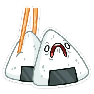 😦 31c72656 오니기리, 주먹밥, 일본 음식, 음식, 만화, 귀여운, 카와이 telegram sticker