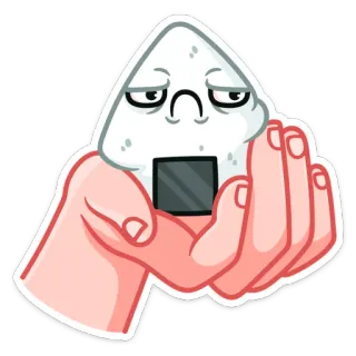 ☹️ 8933d743 오니기리, 주먹밥, 음식, 카와이이, 귀여운, 손 telegram sticker