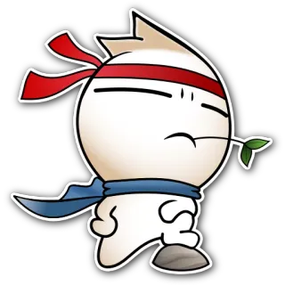 😎 39220a11 personaggio, cartone animato, ninja, guerriero, combattente, fascia, foglia, arti marziali telegram sticker