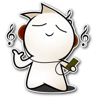 🎧 669e8595 musica, cuffie, ascolto, cartone animato, nota, personaggio telegram sticker