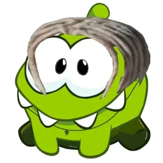 🐸 14a8547a Om Nom Cut the Rope kartun, hijau, monster, lucu, meme whatsapp sticker
