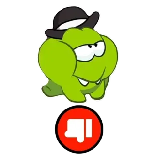 🐸 1b3d9db4 Om Nom, Cut the Rope, Karakter kartun, Monster, Jempol ke bawah, Tidak suka, Ikon whatsapp sticker