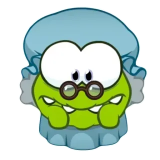 🐸 3089beb5 Om Nom Cut the Rope Om Nom, Cut the Rope, kartun, nenek, wanita tua, monster, hijau whatsapp sticker
