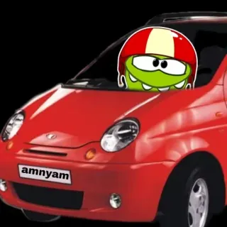 🐸 d1bc9fc7 Om Nom amnyam Om Nom, mobil, karakter kartun, hijau, helm whatsapp sticker