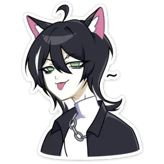 😜 2497657e Аниме, Кошачьи ушки, Милый, Наклейка, Мультфильм telegram sticker