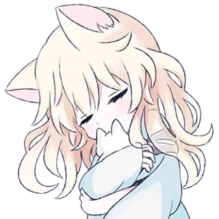 😺 6d09d6cd кот, аниме, милый, каваий, чиби, мультфильм telegram sticker