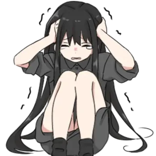 😭 7a4be325 Аниме, Мультфильм, Грустный, Девушка, Депрессия, Тревога telegram sticker