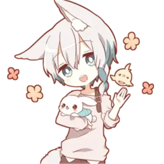 🧶 aab02f3c Аниме, Зайчик, Милый, Мультфильм, Каваий, Аниме девушка, Кролик telegram sticker