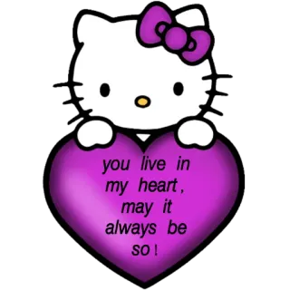 💗 f1dcfb4b Hello Kitty you live in my heart, may it always be so! hello kitty, сердце, любовь, милый, мультфильм, наклейка telegram sticker