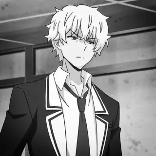 🍇 033a962e 动漫, 人物, 男人, 西装, 严肃, 黑白 telegram sticker