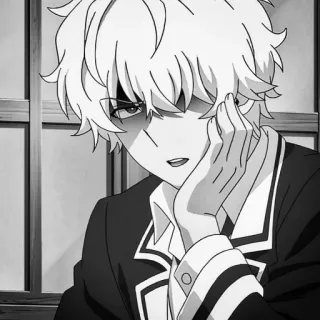 🍇 13b696a2 动漫, 男孩, 漫画, 角色, 插画, 黑白, 肖像 telegram sticker