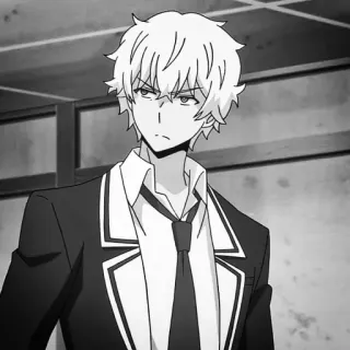 🍇 1c6c9418 动漫, 男孩, 西装, 严肃, 单色 telegram sticker