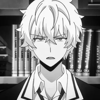 🍇 67e952a3 动漫, 角色, 白发, 严肃, 单色 telegram sticker