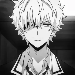 🍇 a4c87971 动漫, 漫画, 男孩, 严肃, 黑白 telegram sticker