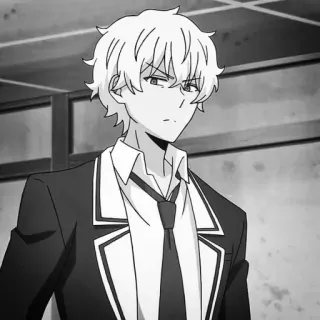 🍇 bf25a380 动漫, 角色, 黑白, 严肃, 男性 telegram sticker
