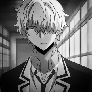 🍇 f47b0b0e 动漫, 角色, 黑白, 校服, 漫画, 男孩 telegram sticker