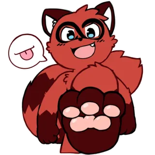 🐾 57910f4e Panda rosso, Cartone animato, Animale, Furry, Carino, Zampa, Lingua telegram sticker