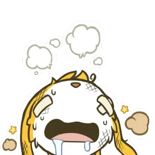 💭 860ff4ae adesivo, cartone animato, esausto, ferito, bende, triste, stordito telegram sticker