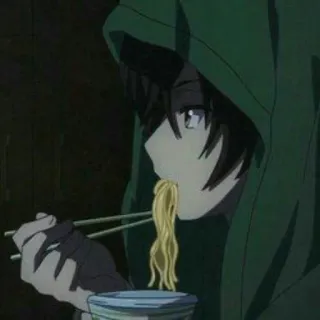 🍜 72d6ddb9 アニメ, ラーメン, 食べ物, 食べる, 麺, キャラクター whatsapp sticker