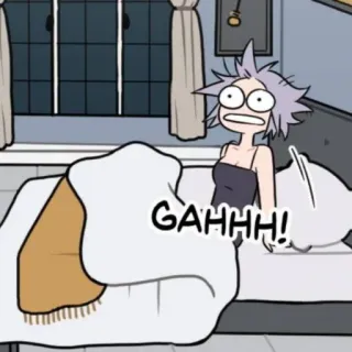 ☁️ 832f674a GAHHH! 만화, 외침, 침대, 불면증, 혼란스러움 telegram sticker