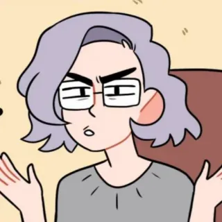 ☁️ c6985ba9 만화, 여자, 사람, 안경, 혼란스러움, 표정 telegram sticker