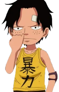 🤔 2f1b7bee 暴力 Аниме, Персонаж, Стикер, Желтая футболка telegram sticker