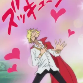 😍 b489de5d Sanji One Piece ズッキューン Аниме, Ван Пис, Санджи, Глаза-сердечки, Любовь, Zukkyn telegram sticker