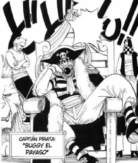 🤡 998f1160 Buggy One Piece CAPITÁN PIRATA:
"BUGGY EL PAYASO" piraat, anime, kapitein, clown, buggy, one piece, manga telegram sticker