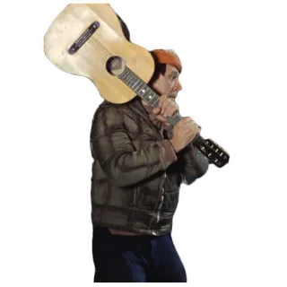 ✊ df2bb840 man, gitaar, muziek, jas, hoed, lopen telegram sticker