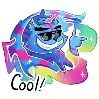 👍 e1ec3ca3 Cool!! 酷, 猫, 太阳镜, 卡通, 贴纸 telegram sticker