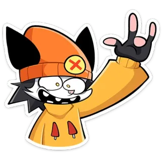 🤟 adaa1bbc hoạt hình, nhân vật, màu cam, mèo, mũ, găng tay telegram sticker