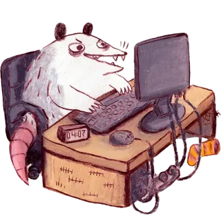 🖥 3aa4b24f opos, komputer, biurko, pisanie, biuro, zwierzę telegram sticker