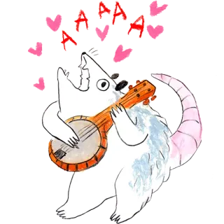 🎸 6d9e6658 AAAAAA szczur, banjo, muzyka, miłość, serca, opos telegram sticker