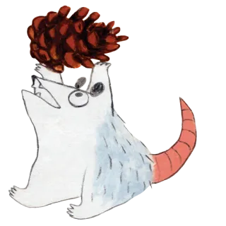 😄 ab297c07 zwierzę, kreskówka, szyszka, fantazja, stworzenie, biały, szczur telegram sticker