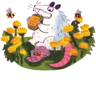🌼 c0089bf1 opos, kanapka, pszczoły, mniszek lekarski, kreskówka, zwierzę telegram sticker