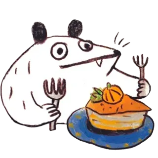 🥮 e8e5d714 opos, ciasto dyniowe, deser, słodkie, zwierzę, ciasto, jedzenie telegram sticker