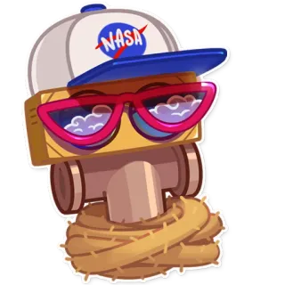 😎 5fa98f00 NASA nasa, robot, kosmos, chmury, czapka, różowe okulary telegram sticker
