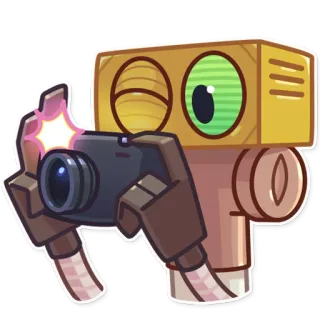 📸 85c567ea robot, aparat, fotografia, kreskówka, postać, naklejka telegram sticker