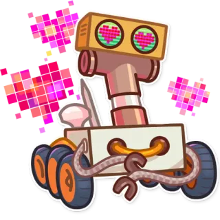 😍 ac568652 robot, oczy w serca, kreskówka, słodki, maszyna, zabawa, sztuka cyfrowa telegram sticker
