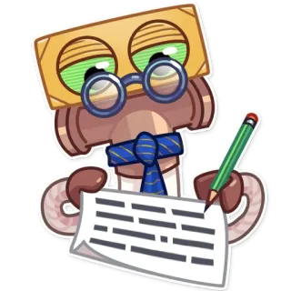 🤓 bfe537d7 kreskówka, postać, pisanie, ołówek, okulary, ilustracja telegram sticker
