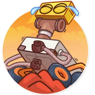 😂 d10e8fa2 robot, kreskówka, maszyna, pomarańczowy, żółty, naklejka, płacz telegram sticker