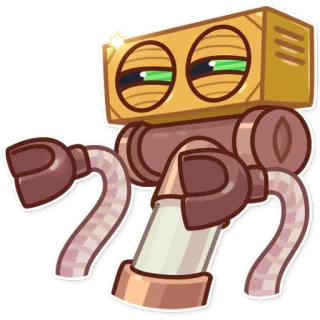 😏 d91d6164 robot, kreskówka, postać, słodki, pudełko, android, maszyna, sztuka telegram sticker