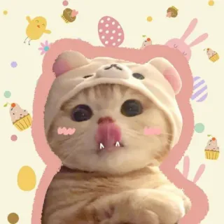 🌟 27acdef8 chat, chaton, animal, animal de compagnie, mignon, pâques, lapin, poussin, oeufs telegram sticker