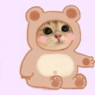 🌟 353b2bbe chat, chaton, animal, mignon, ours, costume, kawaii telegram sticker