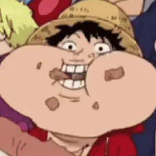 🤤 4d265de7 Monkey D. Luffy One Piece anime, eating, funny, cartoon, manga telegram sticker