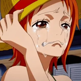 😭 cdbb70e2 Nami One Piece anime, crying, girl, sad, straw hat telegram sticker